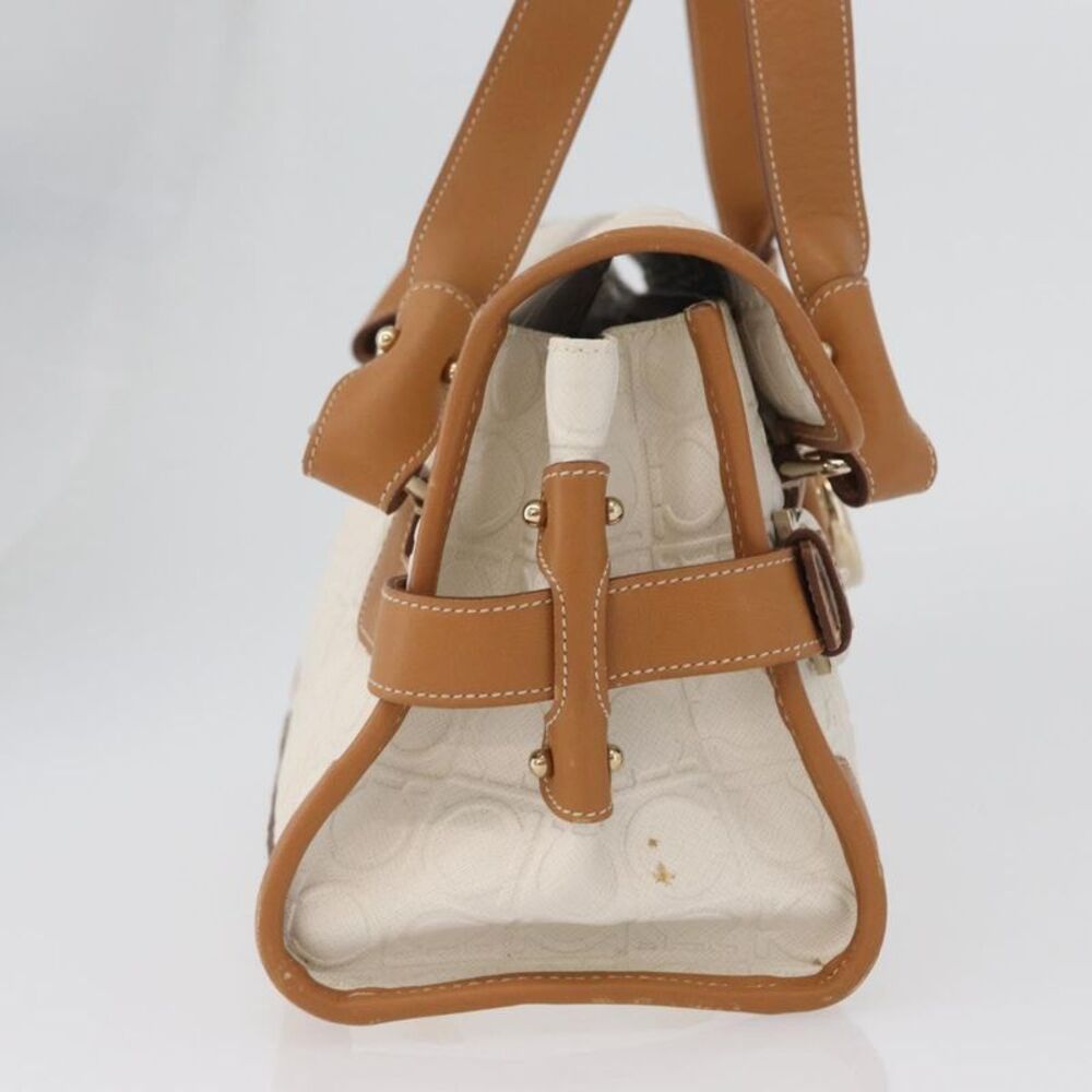 Salvatore Ferragamo Gancini Top Handle Canvas White Pvc Handbag - Picture 4 of 16